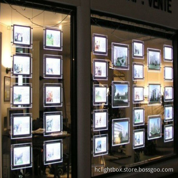 Thin LED Crystal Light Box with Acrylic Frameled Crystal Light Box for Real Estate Window Display